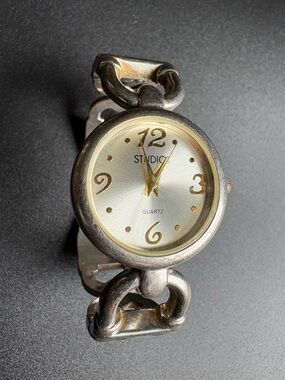 Studio Silver-Tone Women's Chain‎ Link Watch - Silver/Gold Dial